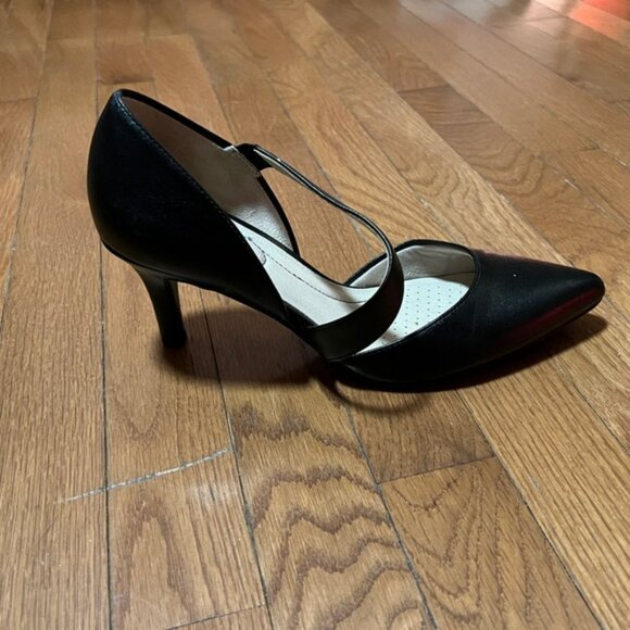 Life Stride Soft System Black Strappy High Heel Shoes Pointed Toe - Picture 5 of 11